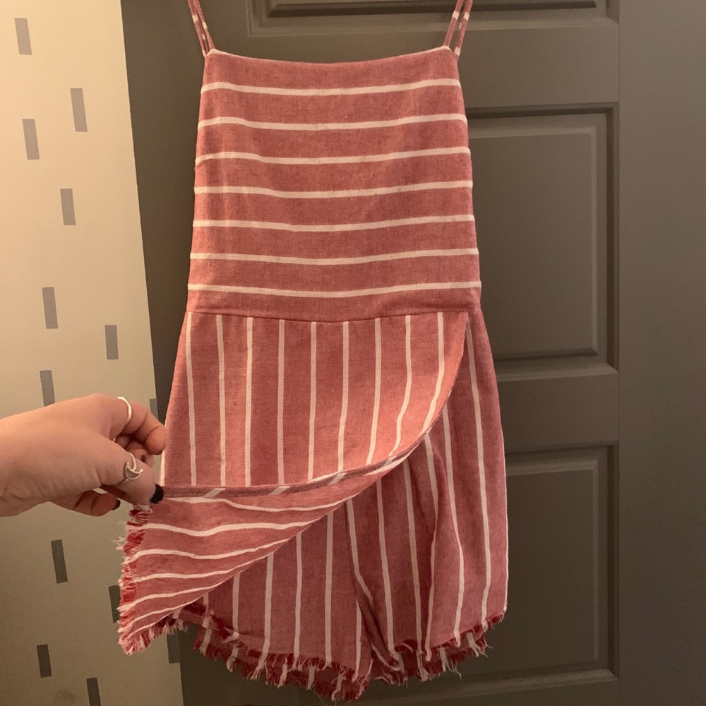 red and white striped romper